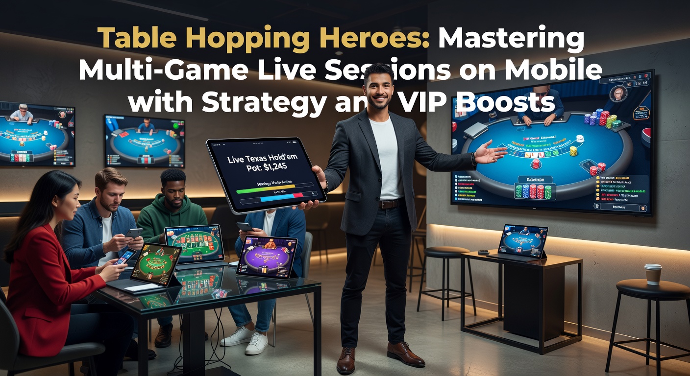 Smartphone mit mehreren Live-Casino-Tischen im Split-Screen-Modus, das Table Hopping in Aktion zeigt